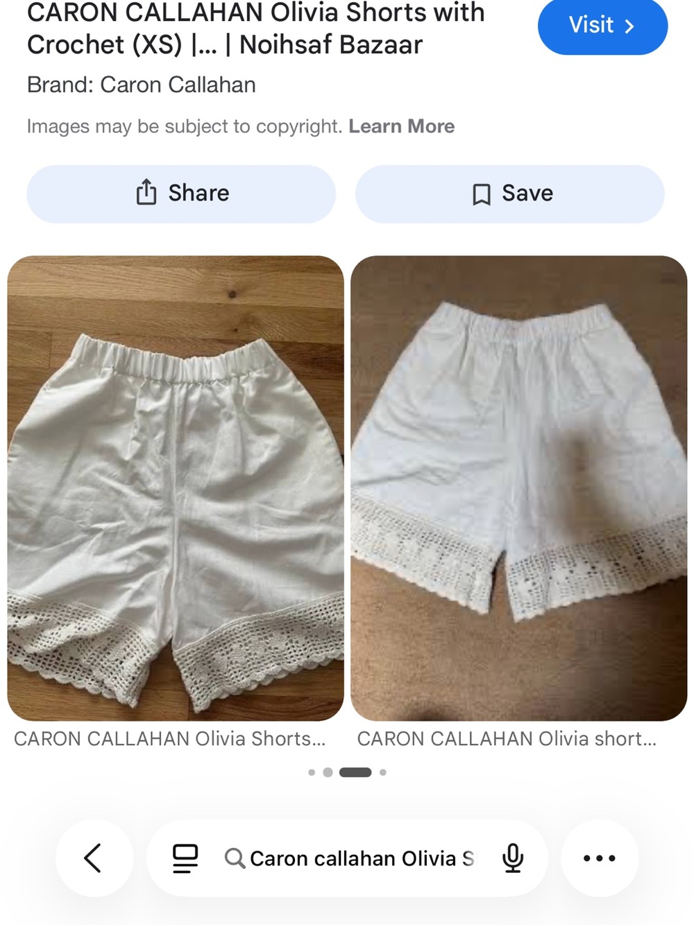 ISO Caron Callahan White Crochet-Hem Olivia Shorts